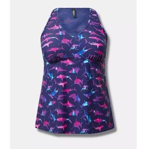 TORRID NWT ACTIVE SWIM RACERBACK TANKINI - SHARK PRINT
